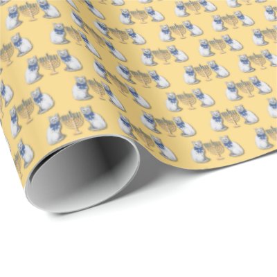 Cats and Menorahs Wrapping Paper