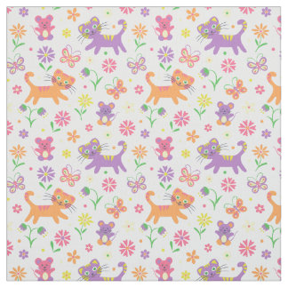 Cats and mice print fabric
