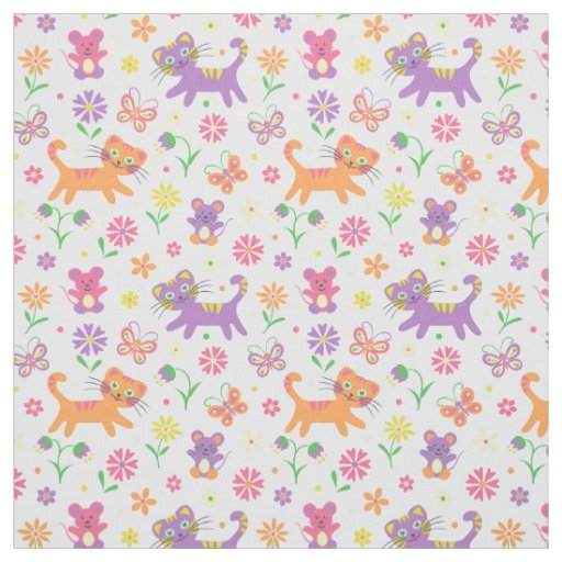Cats and mice print fabric