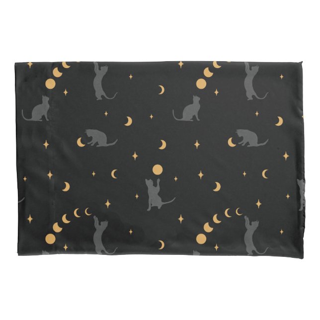 Cats and Moon Phases Pillowcase (Front)