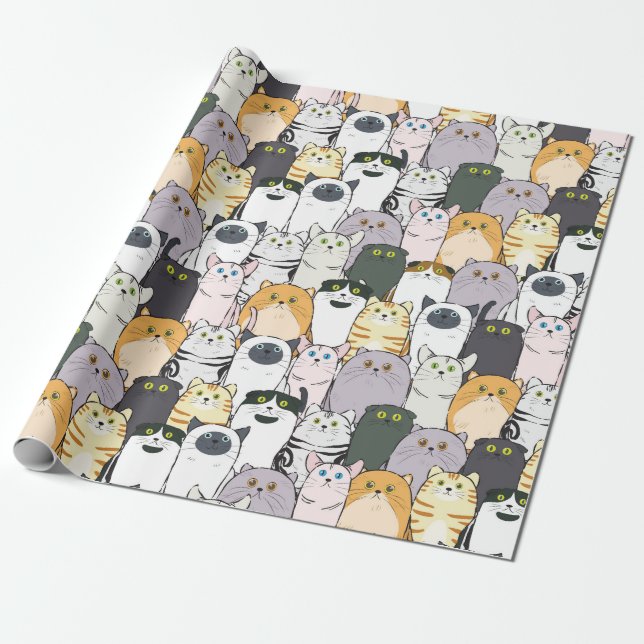 Cats and More Cats Wrapping Paper (Unrolled)