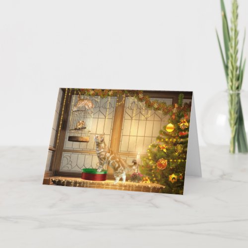 Cats and mouse Christmas Holiday Card