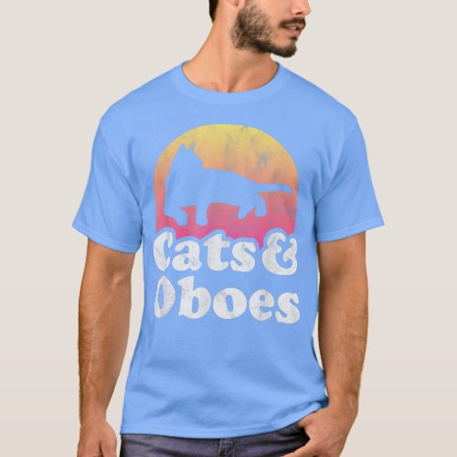 Cats and Oboes Mens or Womens Cat and Oboe  T_Shirt