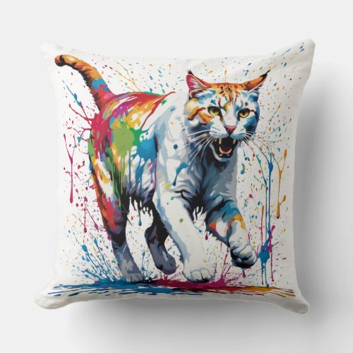 Cats and Paint Throw Pillow