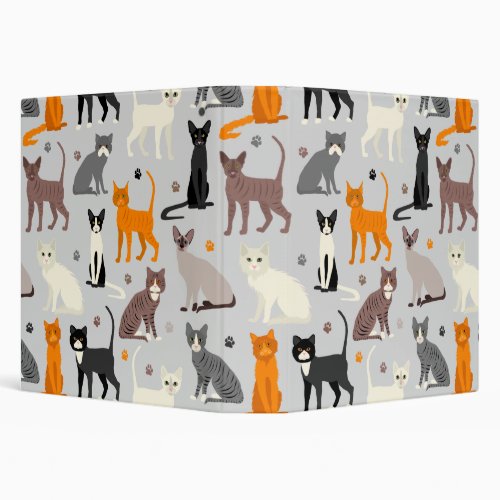 Cats and Paw Prints 3 Ring Binder