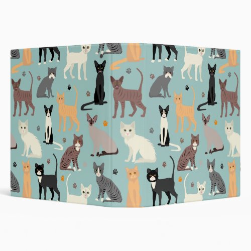 Cats and Paw Prints 3 Ring Binder