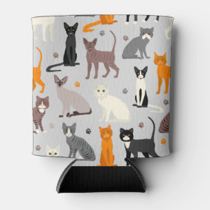 Cats and Paw Prints Can Cooler