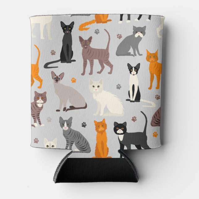 Cats and Paw Prints Can Cooler (Front)