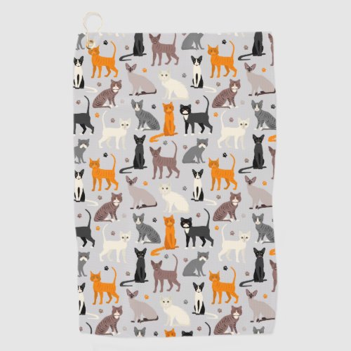 Cats and Paw Prints Golf Towel