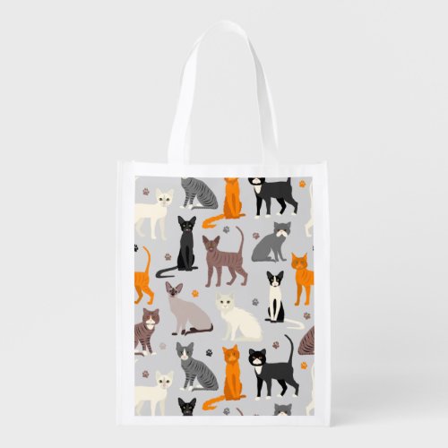 Cats and Paw Prints Grocery Bag