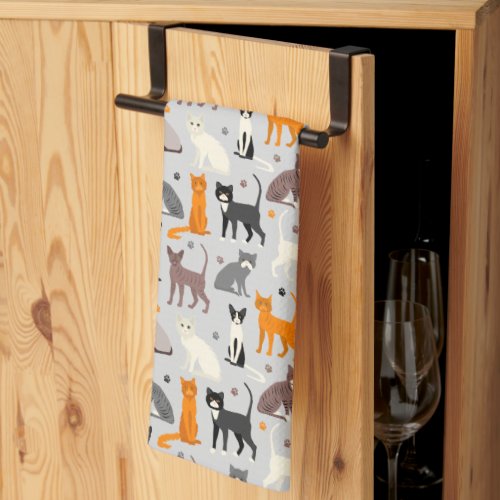 Cats and Paw Prints Kitchen Towel