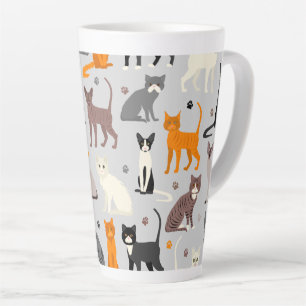 Cats and Paw Prints Latte Mug