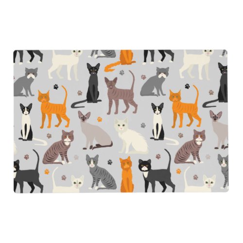 Cats and Paw Prints Placemat