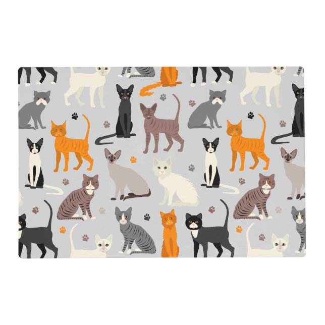 Cats and Paw Prints Placemat (Front)