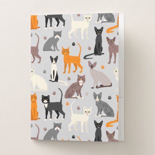 Cats and Paw Prints Pocket Folder