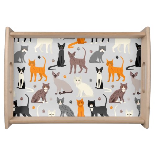 Cats and Paw Prints Serving Tray