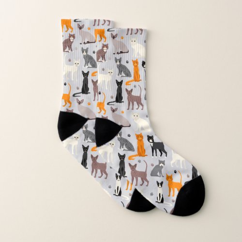 Cats and Paw Prints Socks