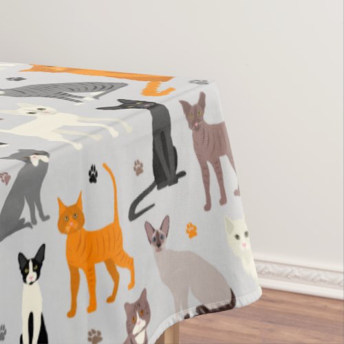 Cats and Paw Prints Tablecloth