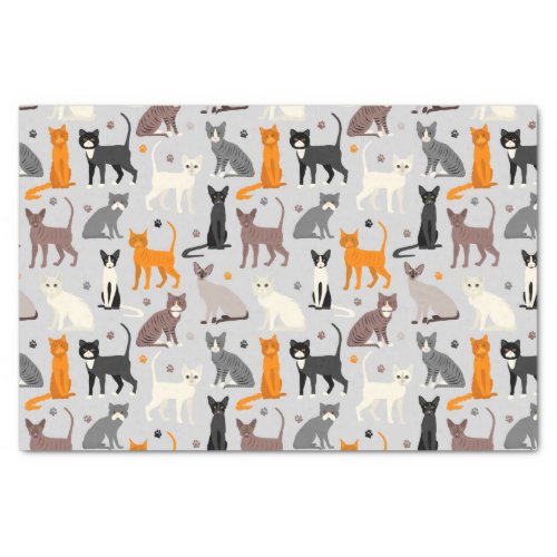 Cats and Paw Prints Tissue Paper