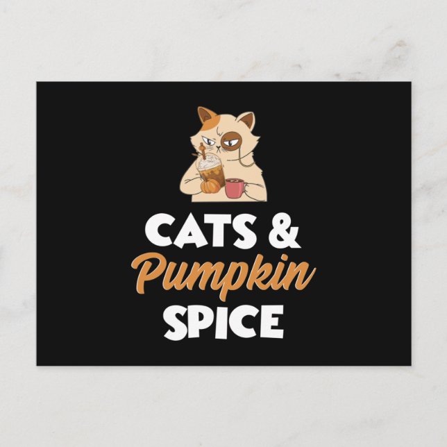 Cats and Pumpkin Spice Thanksgiving Holiday Postcard (Front)