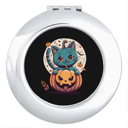 Cats and Pumpkins for a Happy Halloween Compact Mirror