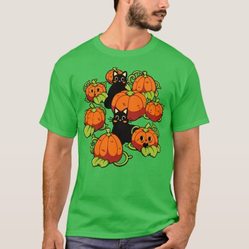 Cats and Pumpkins Kawaii Halloween by Tobe Fonseca T_Shirt