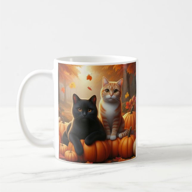 Cats and Pumpkins mug (Left)