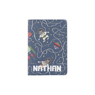 Cats and Rockets in Space Personalised Kids Passport Holder