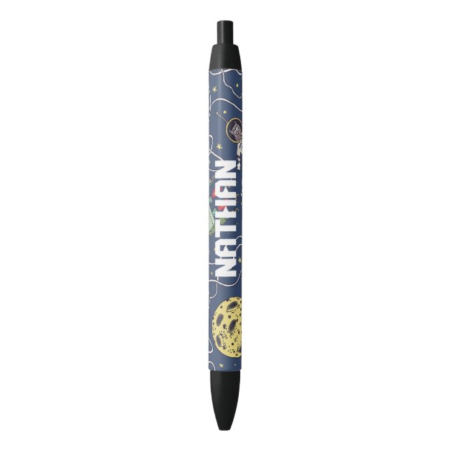 Cats and Rockets in Space Personalised Kids Pen (Front Vertical)