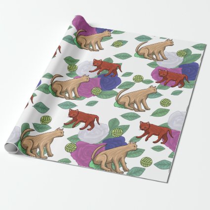 Cats and Roses pattern Wrapping Paper