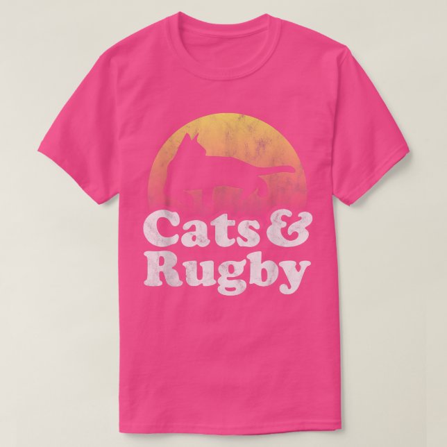 Cats and Rugby Men's or Women's Cat  T-Shirt (Design Front)