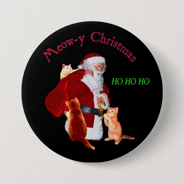 Cats and Santa Button (Front)