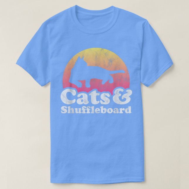 Cats and Shuffleboard Men's or Women's Cat  T-Shirt (Design Front)