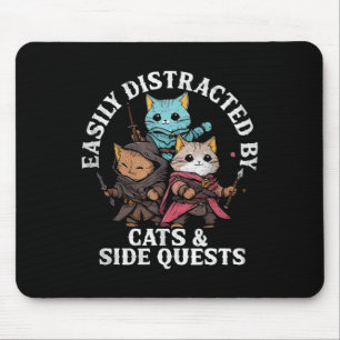 Cats And Side Quests Fantasy Gamer Cat Design Mouse Pad