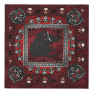 Cats and skulls faux canvas print