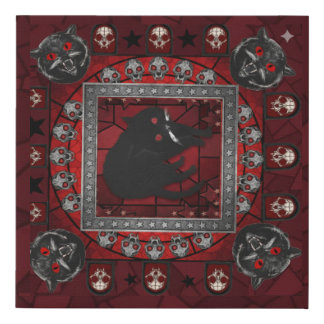 Cats and skulls faux canvas print