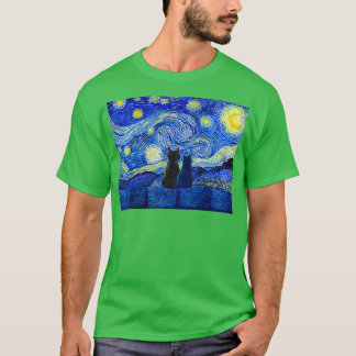 Cats and Starry Night T-Shirt