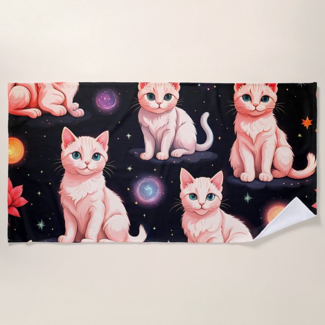 Cats and Stars  Beach Towel (Front)