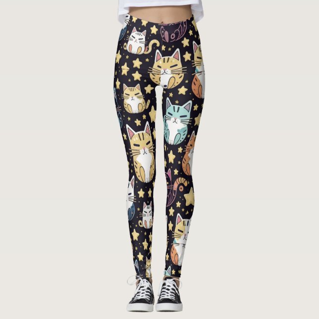 cats and stars  leggings (Front)