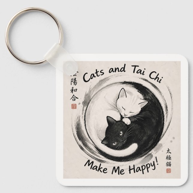 Cats and Tai Chi Keychain (Front)