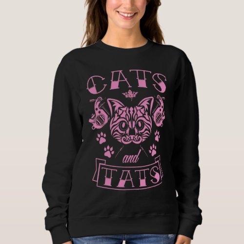 Cats And Tats Cute Kitten Ink Tattoo Aesthetic Gir Sweatshirt