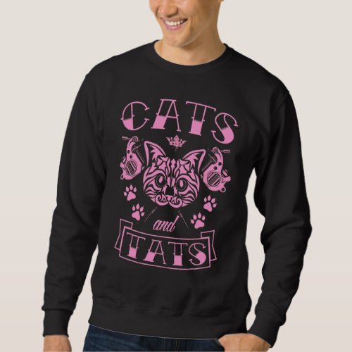 Cats And Tats Cute Kitten Ink Tattoo Aesthetic Gir Sweatshirt