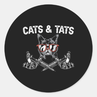 Cats And Tats Inking Tattoo Lover Tattooing Kitty  Classic Round Sticker