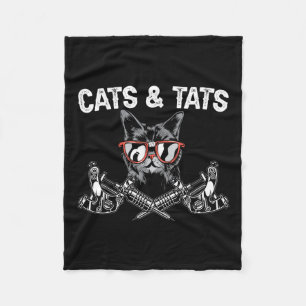 Cats And Tats Inking Tattoo Lover Tattooing Kitty Fleece Blanket