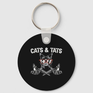 Cats And Tats Inking Tattoo Lover Tattooing Kitty  Keychain