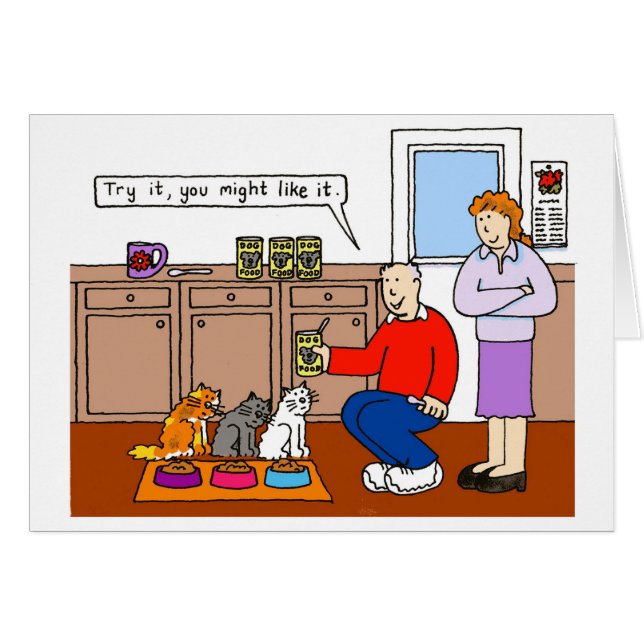 Cats and their Food Humor Cartoon (Front Horizontal)
