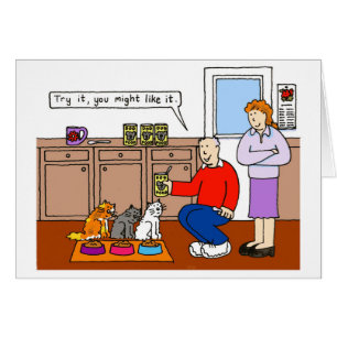 Cats and their Food Humor Cartoon Cards
