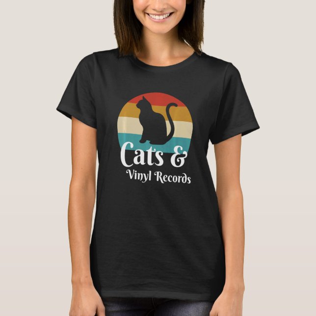 Cats And Vinyl Records T-Shirt (Front)