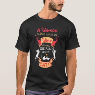 Cats And Wine  Cat Mom T-Shirt