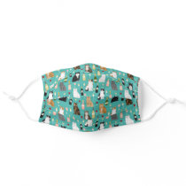 Cats and Wine cute aqua Adult Cloth Face Mask